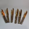 U957 Set of six Japanese gilt-steel knives and forks with kozuka