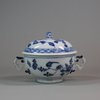 U960 Small Meissen blue and white two-handled ecuelle and cover with