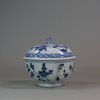 U960 Small Meissen blue and white two-handled ecuelle and cover with