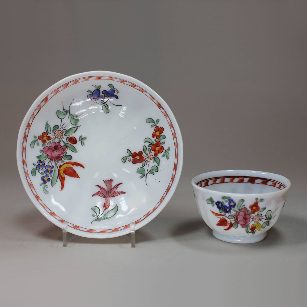 V238 European milk glass tea bowl and saucer, 18th century