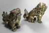 V251 Pair of Chinese bronze Buddhist lion scroll weights