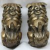 V251 Pair of Chinese bronze Buddhist lion scroll weights