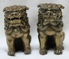 V251 Pair of Chinese bronze Buddhist lion scroll weights