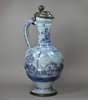 V299 German Hanau blue and white pitcher, 18th century