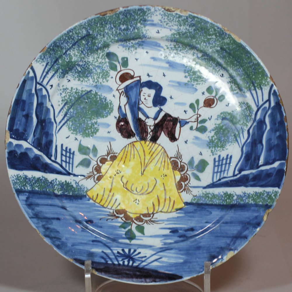 V302 Dutch delft polychrome pancake dish, 18th century