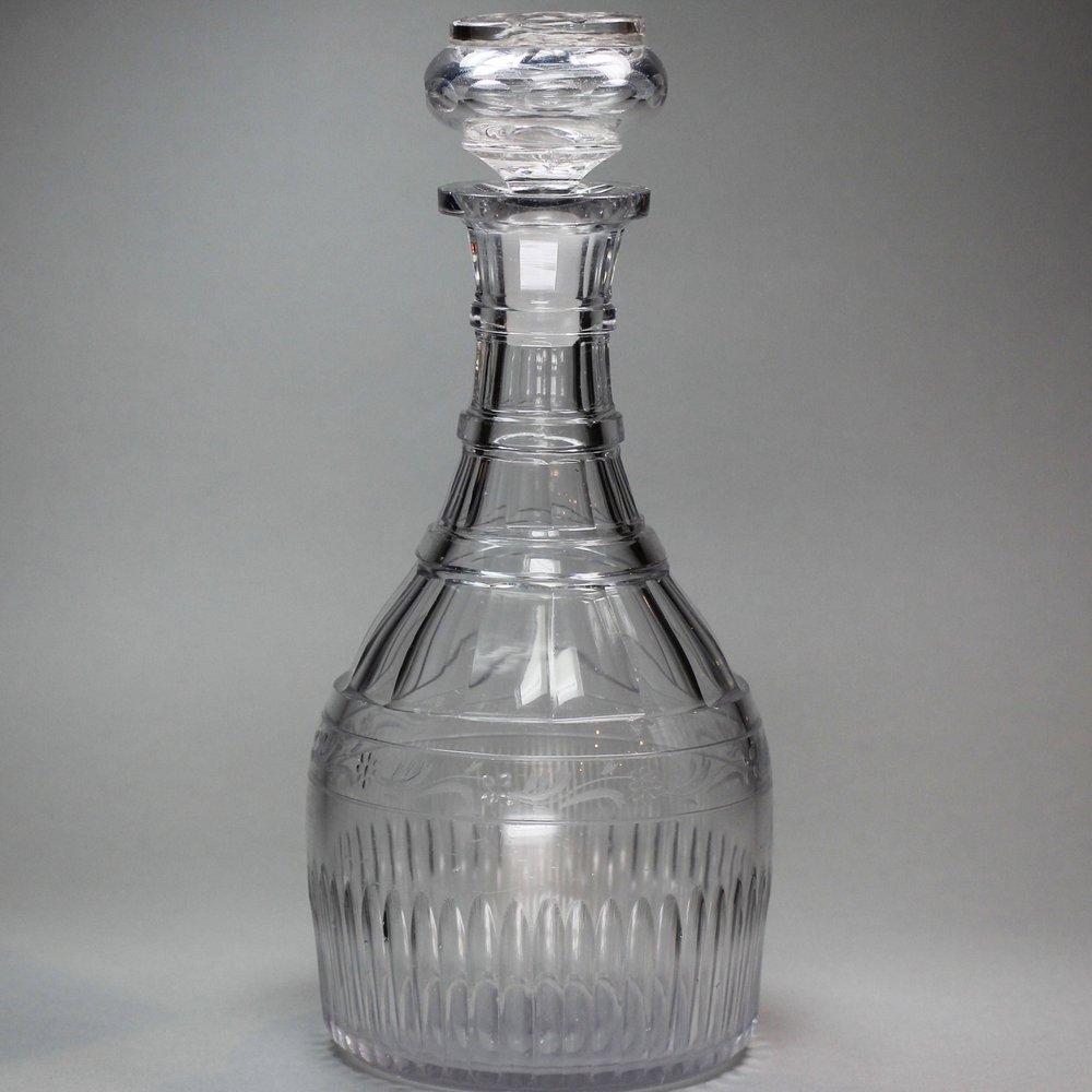 V348 Georgian Cut glass decanter and flat-top stopper, circa 1780