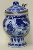 V384 Chinese blue and white mustard pot and cover, Transitional period/Shunzhi (1644-61)