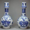 V576 Pair of Chinese blue and white bottle vases