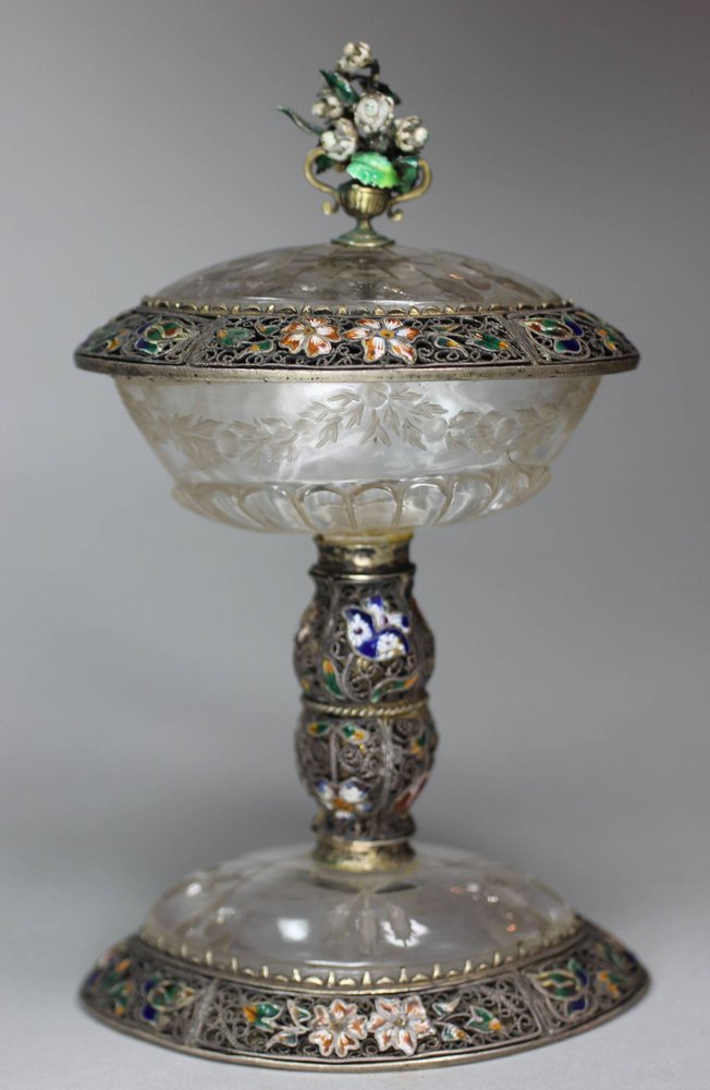 V67 Viennese rock crystal cup and cover, 19th century