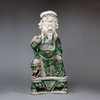 V742 Famille verte biscuit figure of Guandi, the God of War