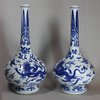 V819 Pair of Chinese blue and white bottle vases