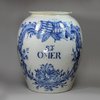 V86 Dutch Delft blue and white tobacco jar, 18th century