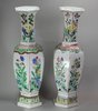 V890 Two hexagonal famille verte vases, Kangxi (1662-1722)