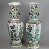 V890 Two hexagonal famille verte vases, Kangxi (1662-1722)