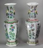 V890 Two hexagonal famille verte vases, Kangxi (1662-1722)