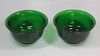 V964 Pair of green Chinese Peking glass bowls, diameter: 4 1/2in.