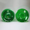 V967 Pair of green Chinese Peking glass plates