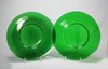 V968 Pair of green Chinese Peking glass plates