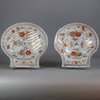 W105 Pair of Chinese rouge-de-fer moulded shell-shaped dishes