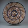 W108 Hispano moresque copper lustre moulded charger,Manises