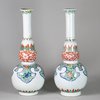 W114 Pair of famille verte double gourd bottle vases