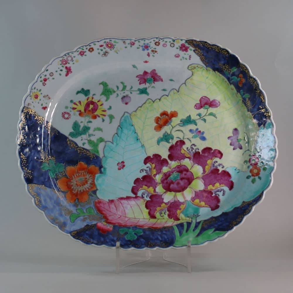 W12 Famille rose tobacco leaf platter, Qianlong (1736-95)