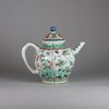 W122 Famille verte moulded teapot and cover, Kangxi (1662-1722)