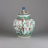 W122 Famille verte moulded teapot and cover, Kangxi (1662-1722)