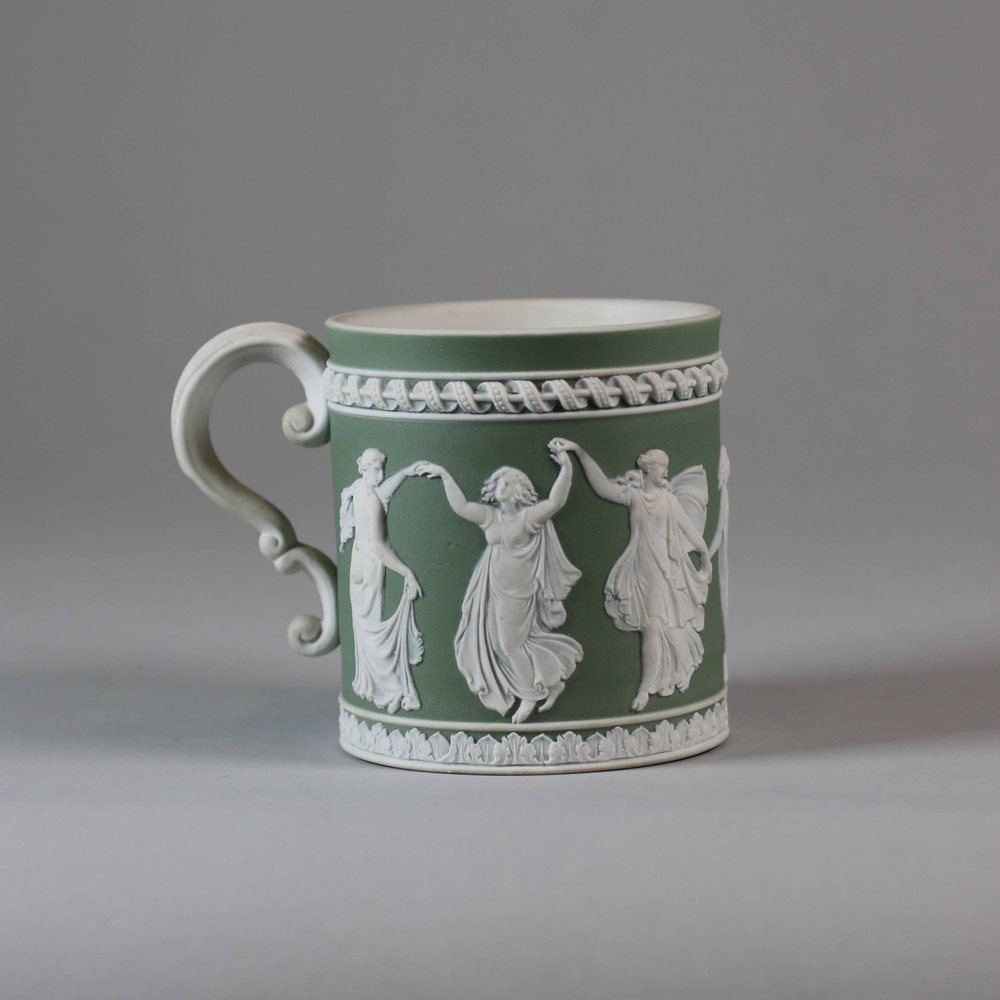 W138 Wedgwood green jasperware coffee can, circa 1800