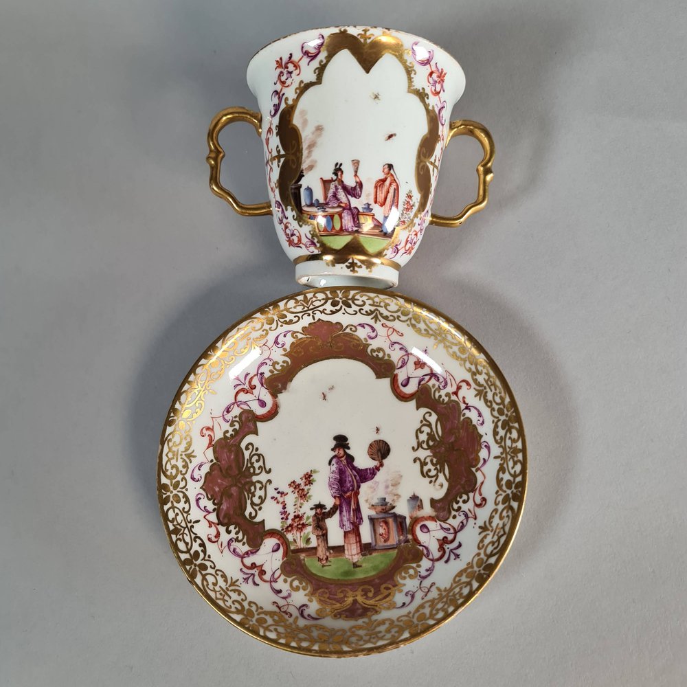 W154 Meissen two-handled beaker and saucer