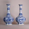 W159 Pair of Chinese blue and white facetted hexagonal vases