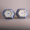 W159 Pair of Chinese blue and white facetted hexagonal vases