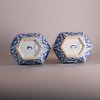 W159 Pair of Chinese blue and white facetted hexagonal vases