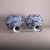 W159 Pair of Chinese blue and white facetted hexagonal vases