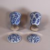 W185 Pair of Chinese blue and white cups and associated covers