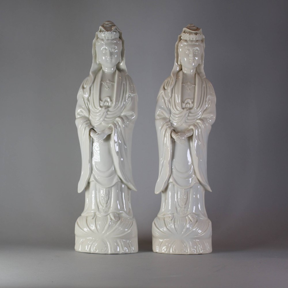 W191 Pair of Chinese blanc de chine figures of Guanyin