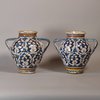 W198 Pair of Italian Montelupo two-handled vases