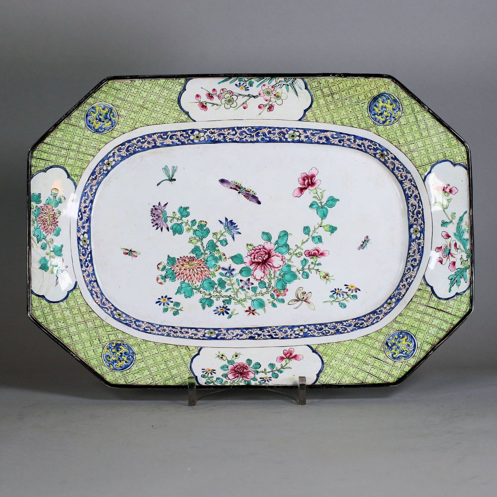 W220 Canton enamel  hexagonal platter, late 18th century