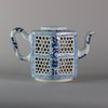 W226 Blue and white reticulated hexagonal teapot