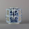 W226 Blue and white reticulated hexagonal teapot