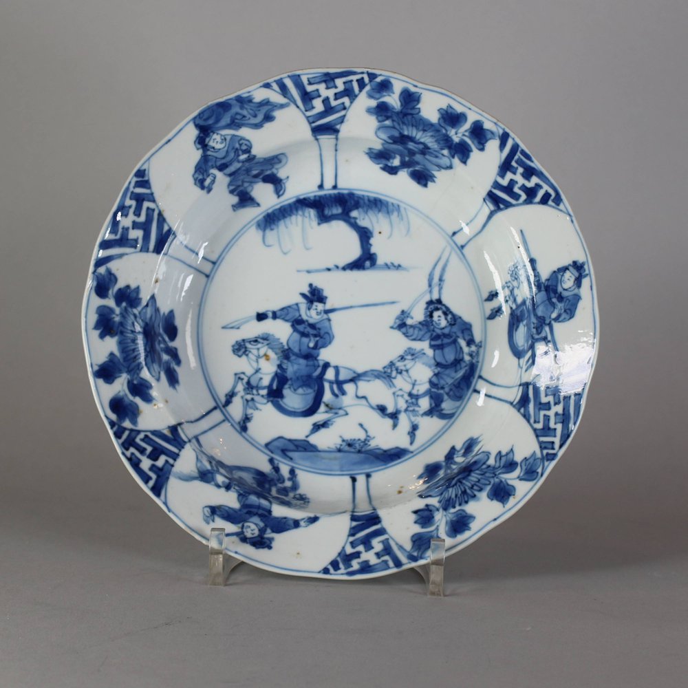 W257 Small blue and white warrior plate, Kangxi (1662-1722)