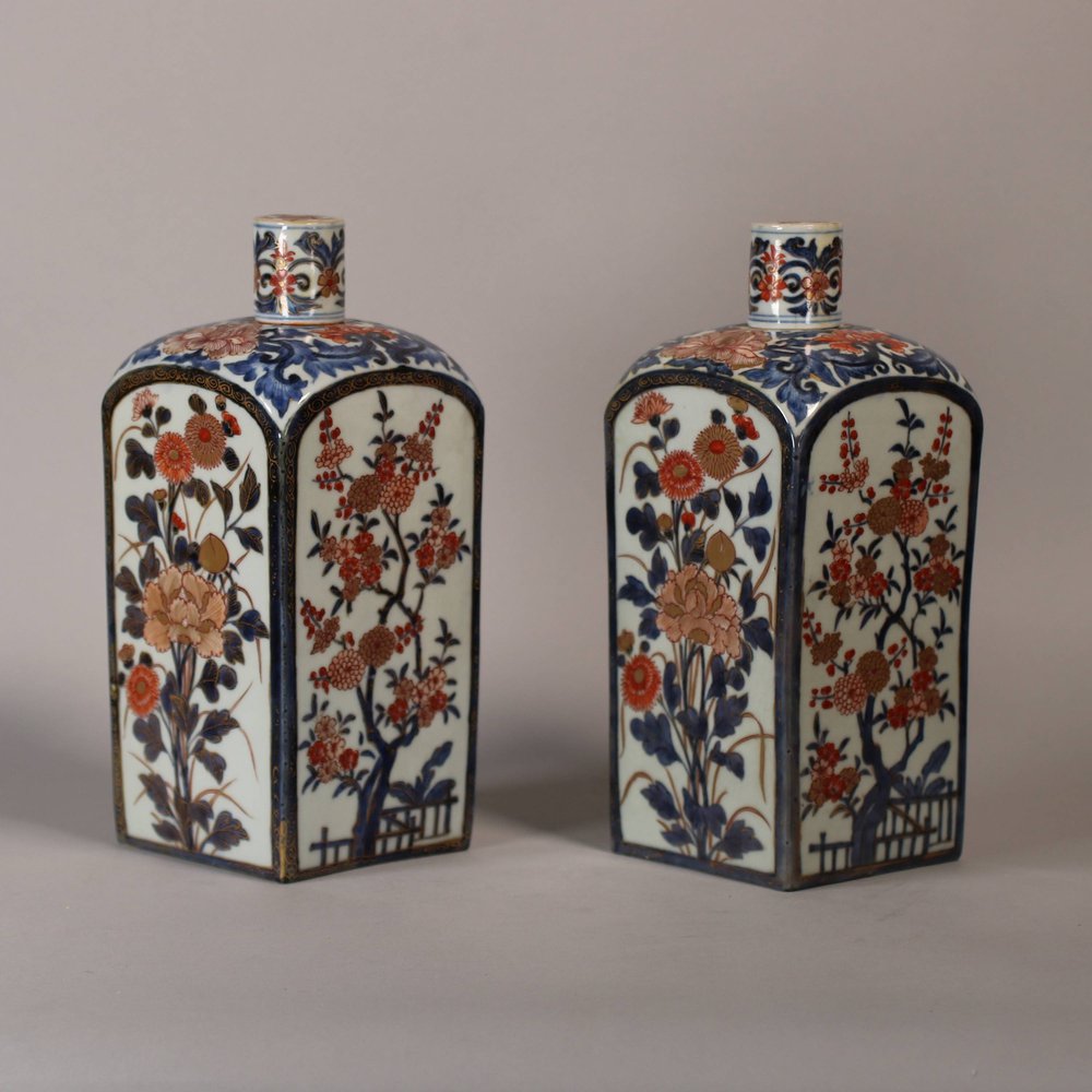 W263 Exceptional pair of Japanese Tokkuri and covers (sake flasks)