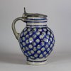 W287 German salt-glaze tankard with pewter lid, 18th century