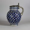 W287 German salt-glaze tankard with pewter lid, 18th century