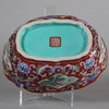 W337 Chinese ruby ground lobed brush washer, Daoguang mark and period (1820-1850)