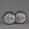 W34 Pair of Chinese canton enamel saucer dishes