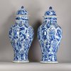 W346 Pair of Chinese blue and white vases and covers