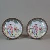 W34 Pair of Chinese canton enamel saucer dishes