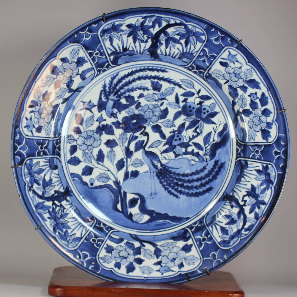 W353 Massive Japanese blue and white Arita charger circa. 1680