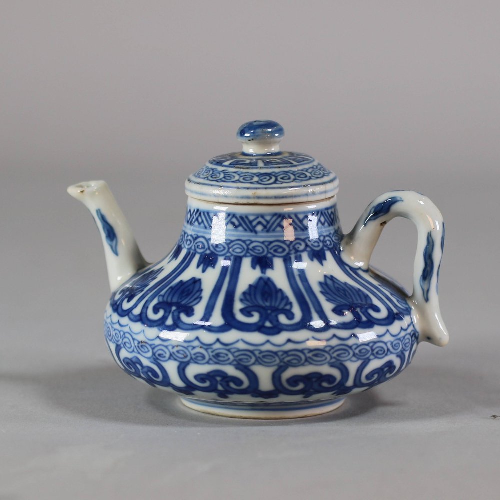 W354 Soft paste blue and white miniature teapot